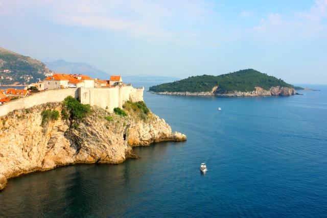 The view of Lokrum Island from the South-Eastern coastline of Dubrovnik