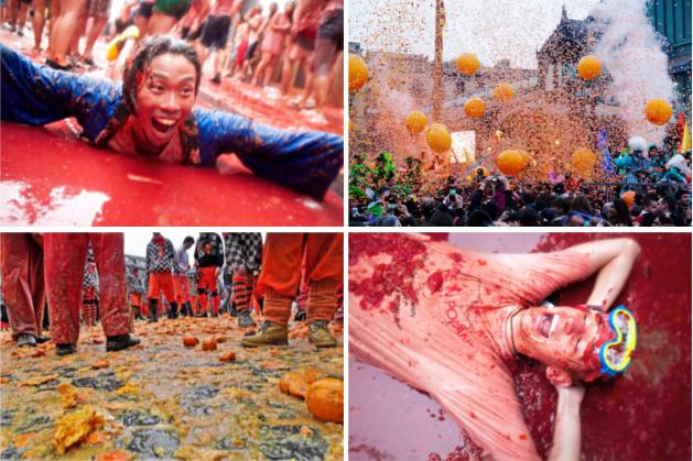 La Tomatina, Bunol, Spain, Ivrea Carnnival, Orange Fights, Italy