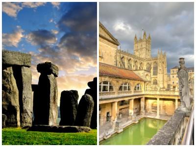 Stonehenge in Wiltshire & Roman Baths in Bath, England are only a short drive from London