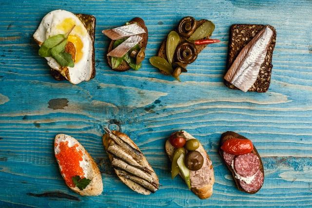 Traditional Smorrebrod Sandwiches in Copenhagen