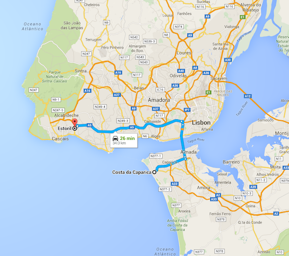 Costa da Caparica to Estoril Scenic Drive Costa da Caparica to Estoril Scenic Drive