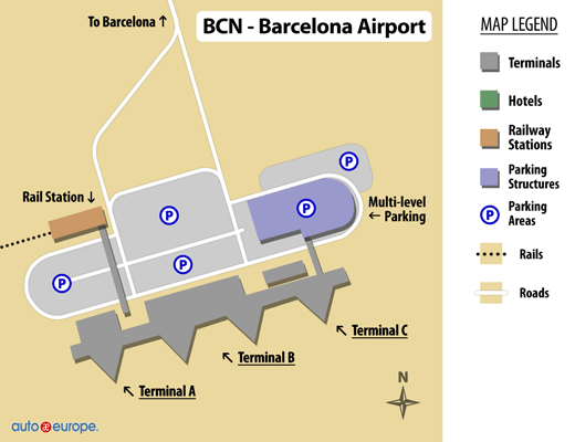 Barcelona-El Prat Airport Map